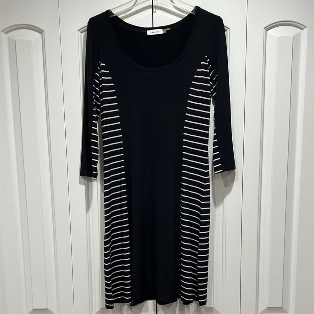 Black and White Striped Women's Dress- Size 8